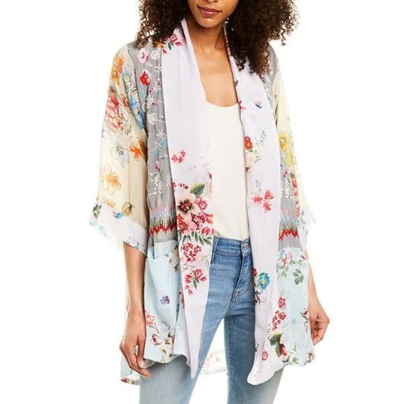 Johnny Was Pastel Floral Silk Kimono Size‎ Small - Picture 3 of 16